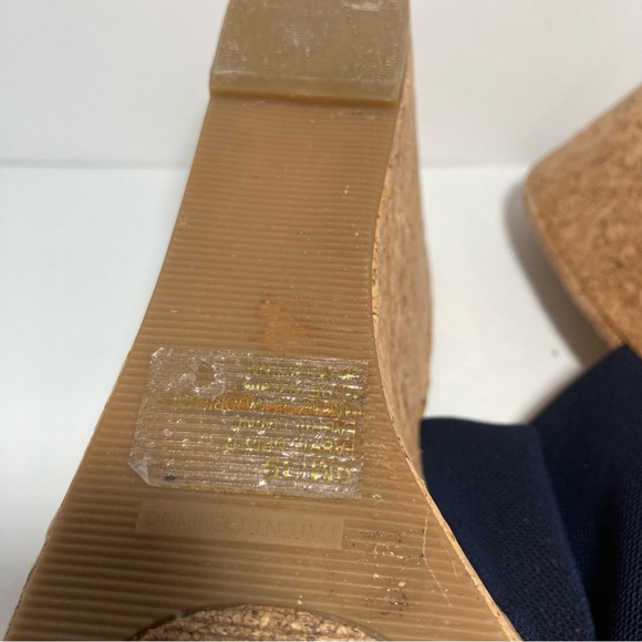 LUCKY BRAND Marilynn Wedge Sandals Tall Heels Navy Blue Womens Size 9 - Picture 8 of 14